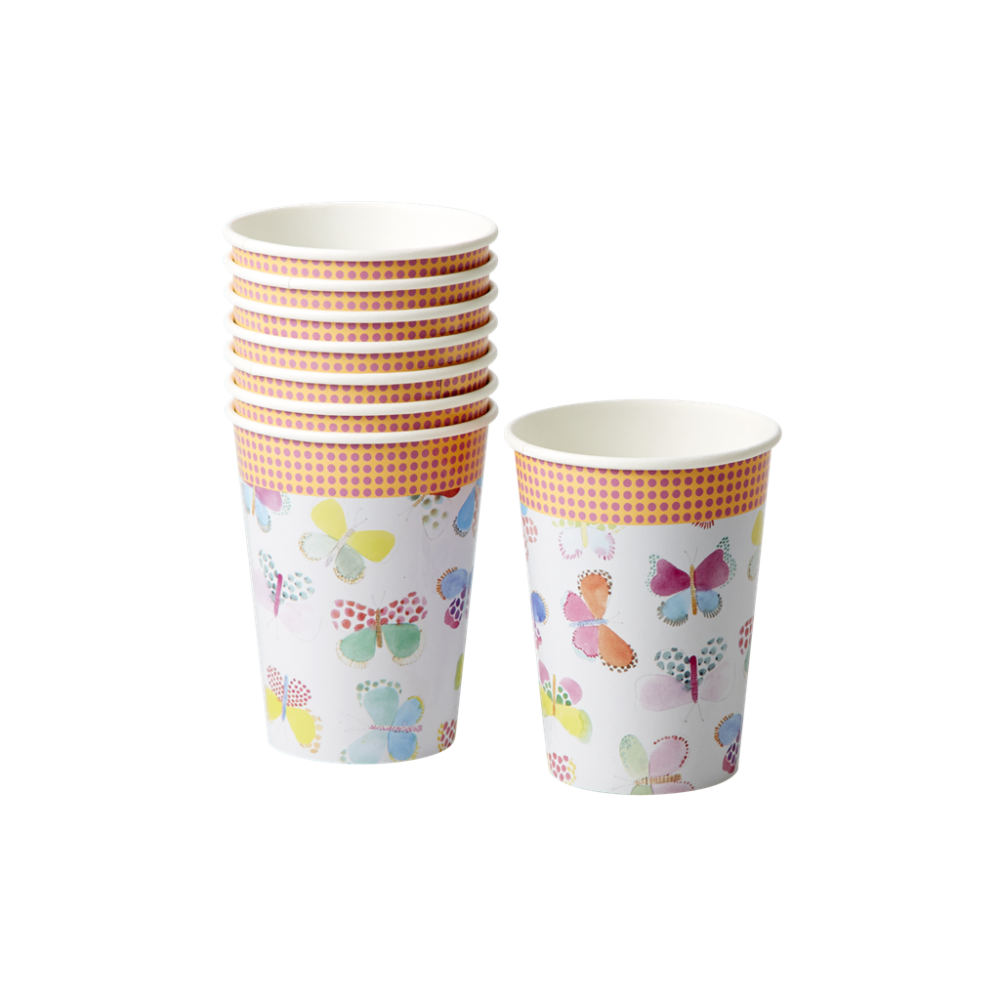 Butterfly Print Set of 8 Paper Cups By Rice DK